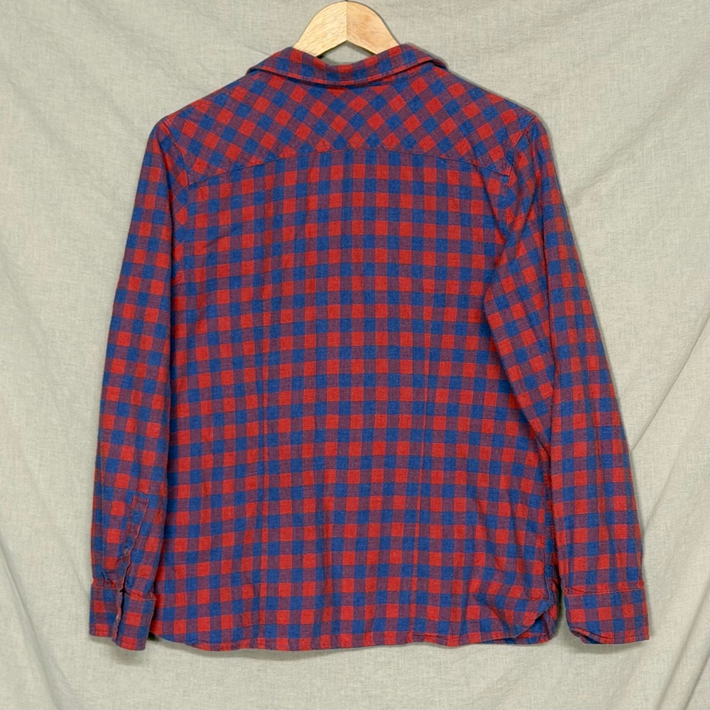 LL Bean Scotch Plaid Flannel Shirt Red Blue Women's M - Picture 2 of 6